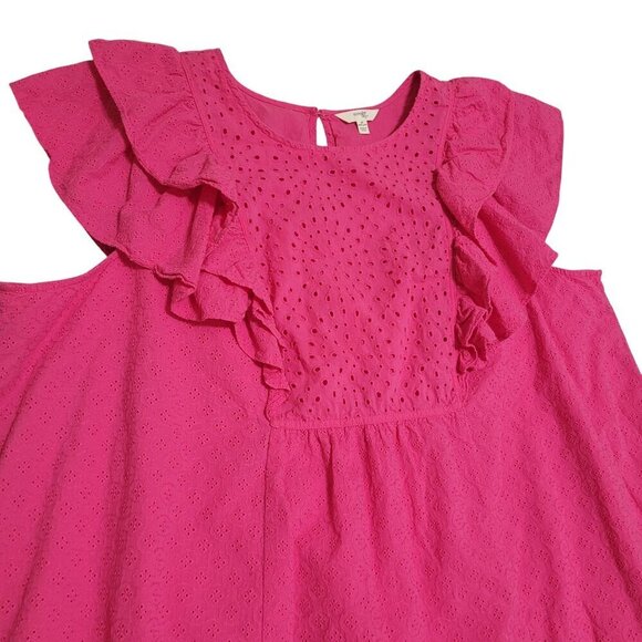 Terra & Sky Pink‎ Eyelet Ruffle Sleeveless Dress 4X Cotteagecore Fairy - Picture 2 of 6